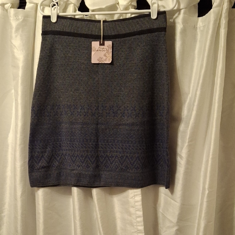 Aventura Blue and Gray Pencil Skirt Wool Blend Med